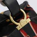 Salvatore Ferragamo Gancini Pouch Nylon Black Gold Tone Auth 200166-6