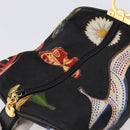 Salvatore Ferragamo Gancini Pouch Nylon Black Gold Tone Auth 200166-9