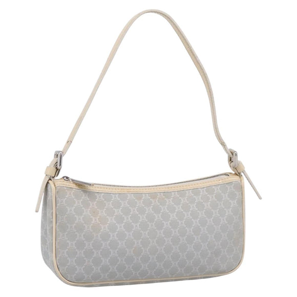 CELINE Macadam Canvas Hand Bag Light Blue Silver Auth 200167