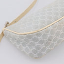 CELINE Macadam Canvas Hand Bag Light Blue Silver Auth 200167-14