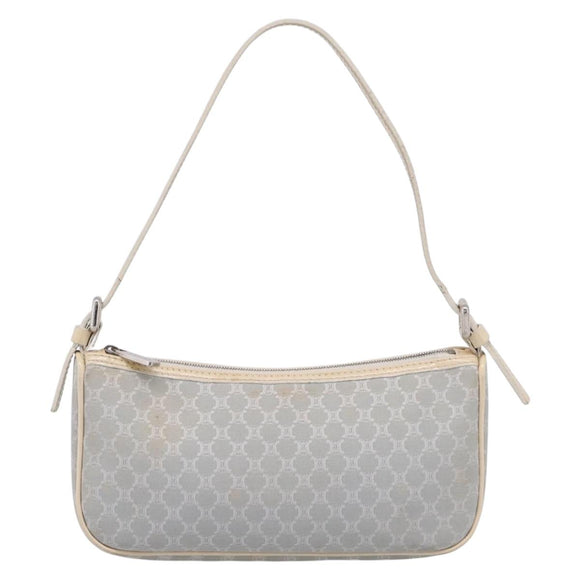 CELINE Macadam Canvas Hand Bag Light Blue Silver Auth 200167