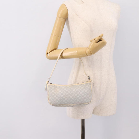 CELINE Macadam Canvas Hand Bag Light Blue Silver Auth 200167