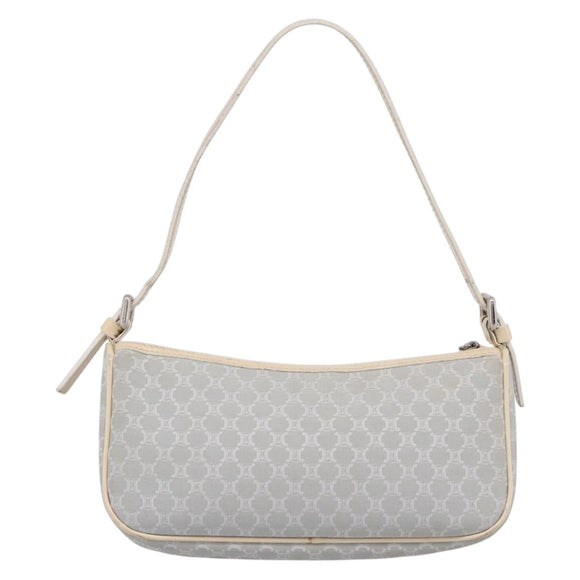 CELINE Macadam Canvas Hand Bag Light Blue Silver Auth 200167