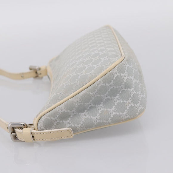 CELINE Macadam Canvas Hand Bag Light Blue Silver Auth 200167