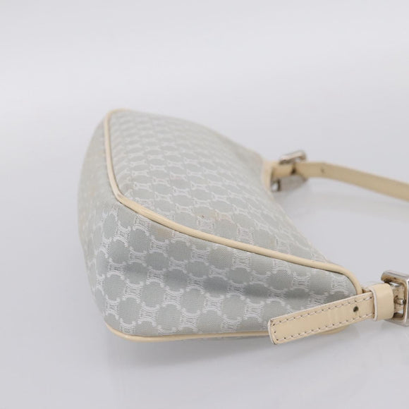 CELINE Macadam Canvas Hand Bag Light Blue Silver Auth 200167