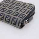 FENDI Zucchino Canvas Wallet Navy Silver Auth 200177-15