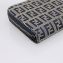 FENDI Zucchino Canvas Wallet Navy Silver Auth 200177-16