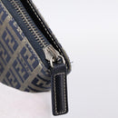 FENDI Zucchino Canvas Wallet Navy Silver Auth 200177-8