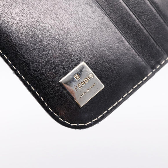 FENDI Zucchino Canvas Wallet Navy Silver Auth 200177