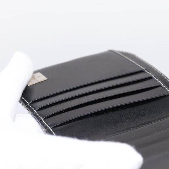 FENDI Zucchino Canvas Wallet Navy Silver Auth 200177