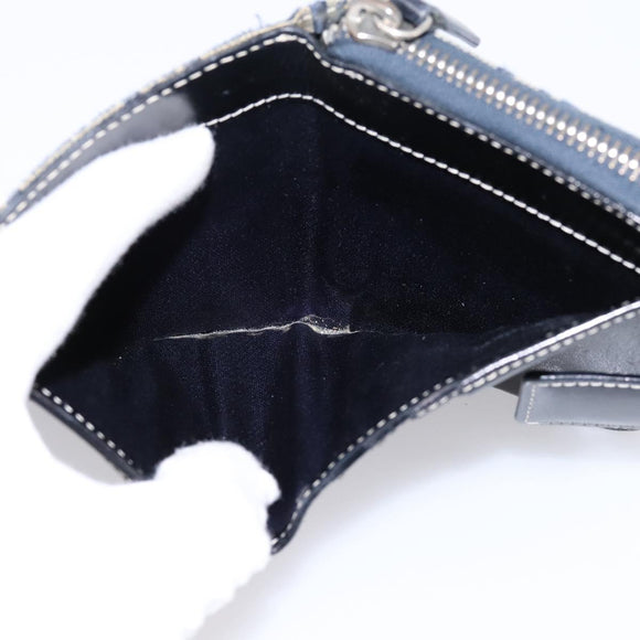 FENDI Zucchino Canvas Wallet Navy Silver Auth 200177