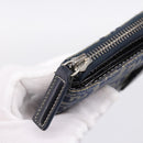 FENDI Zucchino Canvas Wallet Navy Silver Auth 200177-10