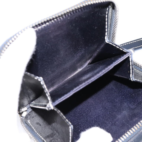 FENDI Zucchino Canvas Wallet Navy Silver Auth 200177