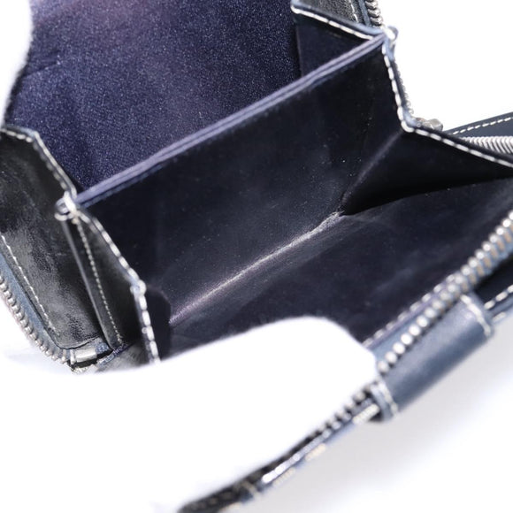 FENDI Zucchino Canvas Wallet Navy Silver Auth 200177