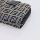 FENDI Zucchino Canvas Wallet Navy Silver Auth 200177-7