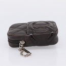 CHANEL Cambon Line Matelasse Pouch Leather Dark Brown Silver CC Auth 200180A-3