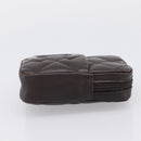 CHANEL Cambon Line Matelasse Pouch Leather Dark Brown Silver CC Auth 200180A-4