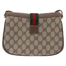 GUCCI GG Supreme Web Sherry Line Shoulder Bag PVC Beige 72 02 024 Auth 200181-3