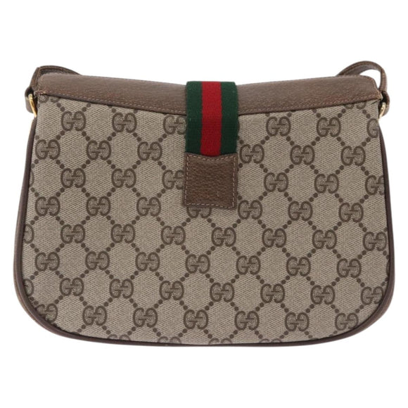 GUCCI GG Supreme Web Sherry Line Shoulder Bag PVC Beige 72 02 024 Auth 200181