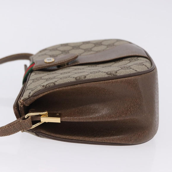 GUCCI GG Supreme Web Sherry Line Shoulder Bag PVC Beige 72 02 024 Auth 200181