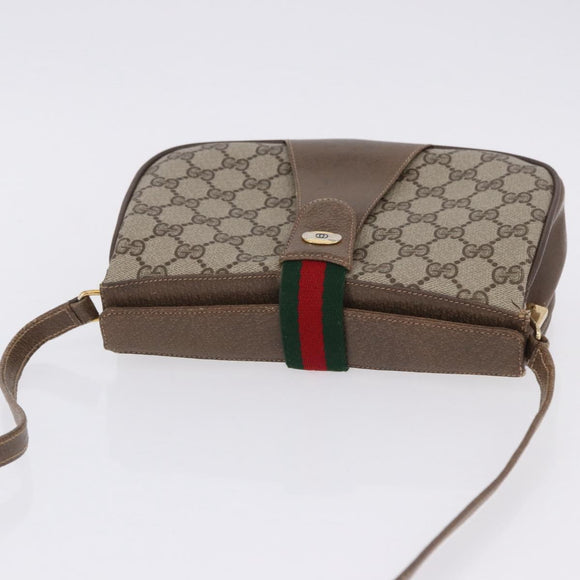 GUCCI GG Supreme Web Sherry Line Shoulder Bag PVC Beige 72 02 024 Auth 200181