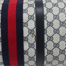 GUCCI GG Supreme Boston Bag PVC Leather Navy Gold Tone Auth 200182-6