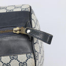 GUCCI GG Supreme Boston Bag PVC Leather Navy Gold Tone Auth 200182-17