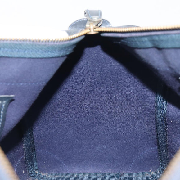 GUCCI GG Supreme Boston Bag PVC Leather Navy Gold Tone Auth 200182