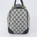 GUCCI GG Supreme Boston Bag PVC Leather Navy Gold Tone Auth 200182-3