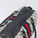 GUCCI GG Supreme Boston Bag PVC Leather Navy Gold Tone Auth 200182-7