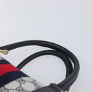 GUCCI GG Supreme Boston Bag PVC Leather Navy Gold Tone Auth 200182-9
