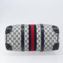 GUCCI GG Supreme Boston Bag PVC Leather Navy Gold Tone Auth 200182-5