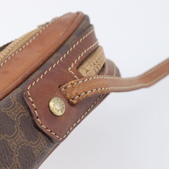 CELINE Macadam Shoulder Bag PVC Leather Brown Gold Tone Auth 200183