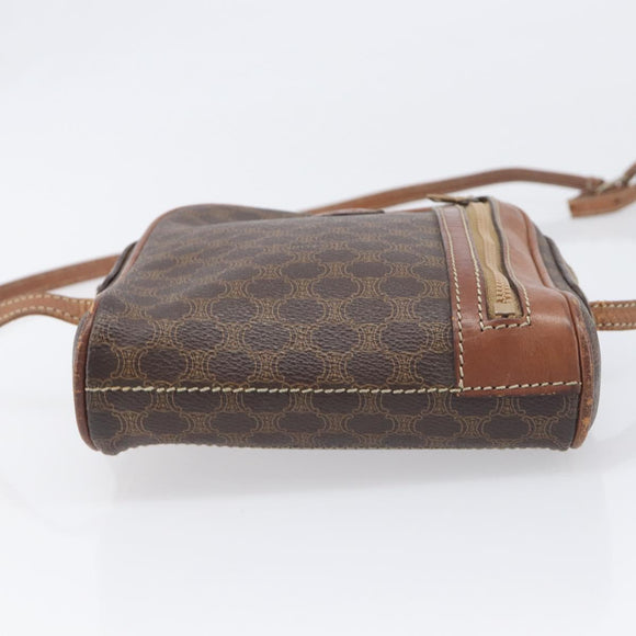 CELINE Macadam Shoulder Bag PVC Leather Brown Gold Tone Auth 200183