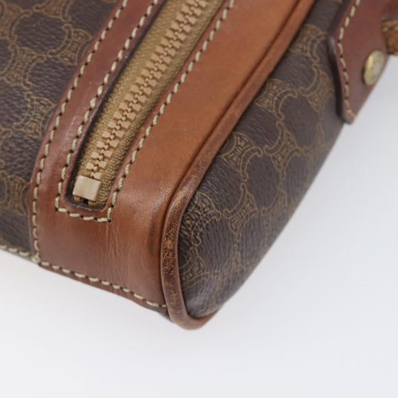 CELINE Macadam Shoulder Bag PVC Leather Brown Gold Tone Auth 200183