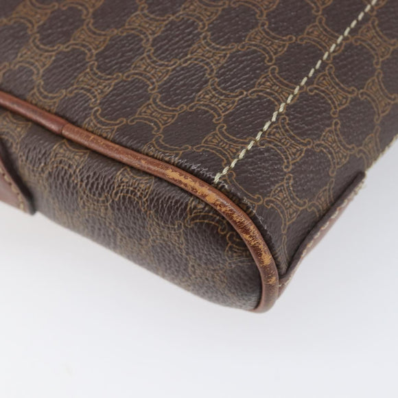 CELINE Macadam Shoulder Bag PVC Leather Brown Gold Tone Auth 200183
