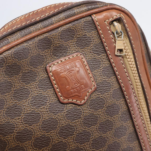 CELINE Macadam Shoulder Bag PVC Leather Brown Gold Tone Auth 200183