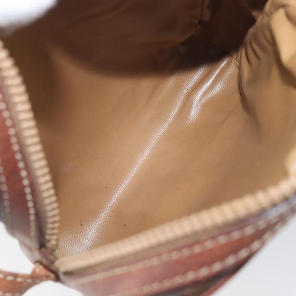CELINE Macadam Shoulder Bag PVC Leather Brown Gold Tone Auth 200183