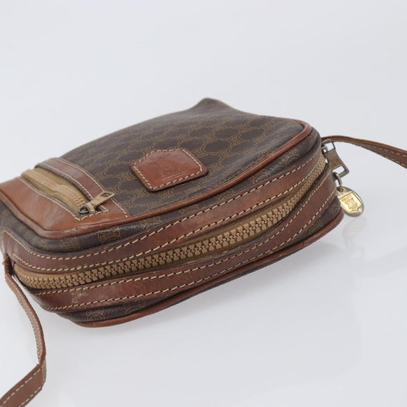 CELINE Macadam Shoulder Bag PVC Leather Brown Gold Tone Auth 200183