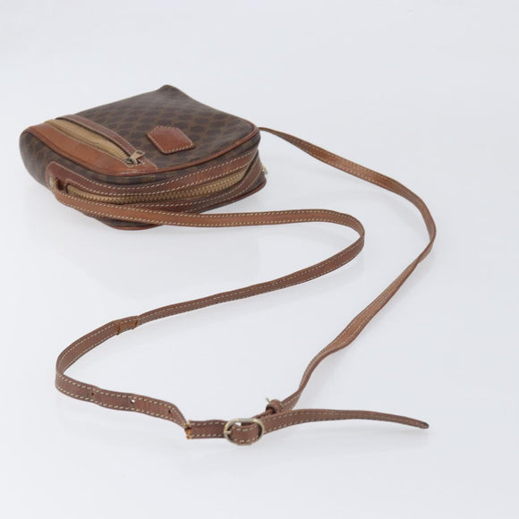 CELINE Macadam Shoulder Bag PVC Leather Brown Gold Tone Auth 200183