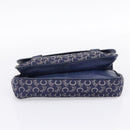 CELINE C Saluki Hand Bag Canvas Navy Gold Tone Auth 200184-5