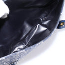 CELINE C Saluki Hand Bag Canvas Navy Gold Tone Auth 200184-21