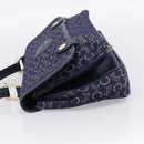 CELINE C Saluki Hand Bag Canvas Navy Gold Tone Auth 200184-3