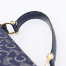 CELINE C Saluki Hand Bag Canvas Navy Gold Tone Auth 200184-8