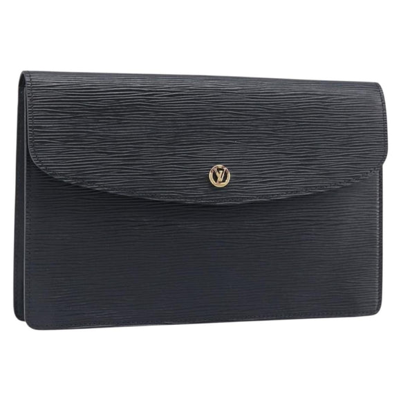 LOUIS VUITTON Epi Montaigne 27 Clutch Bag Black M52652 LV Auth 200196