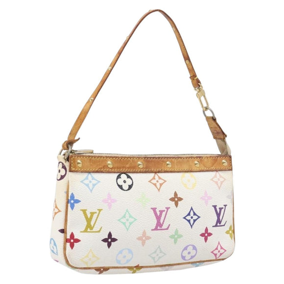 LOUIS VUITTON Monogram Multicolor Pochette Accessoires White M92649 Auth 200197
