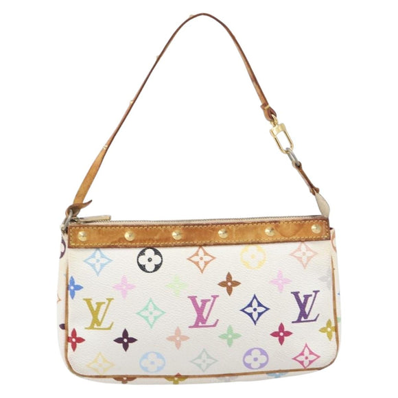 LOUIS VUITTON Monogram Multicolor Pochette Accessoires White M92649 Auth 200197