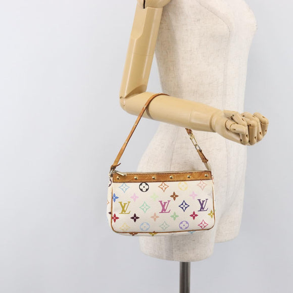 LOUIS VUITTON Monogram Multicolor Pochette Accessoires White M92649 Auth 200197