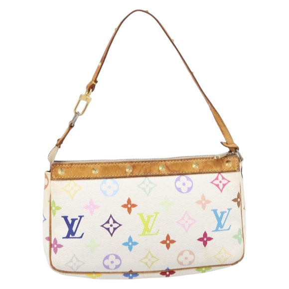 LOUIS VUITTON Monogram Multicolor Pochette Accessoires White M92649 Auth 200197