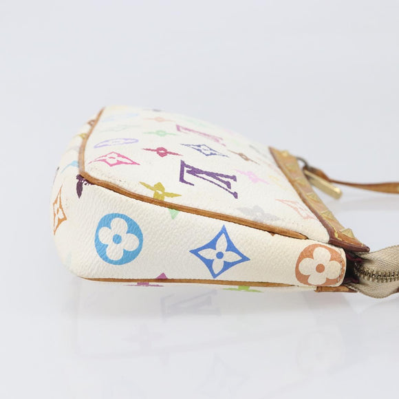 LOUIS VUITTON Monogram Multicolor Pochette Accessoires White M92649 Auth 200197